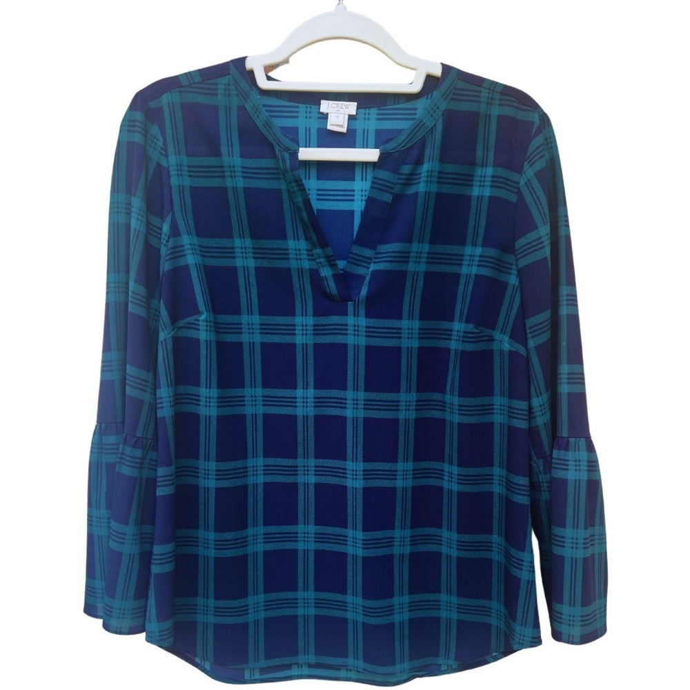 J CREW Plaid Blouse size M